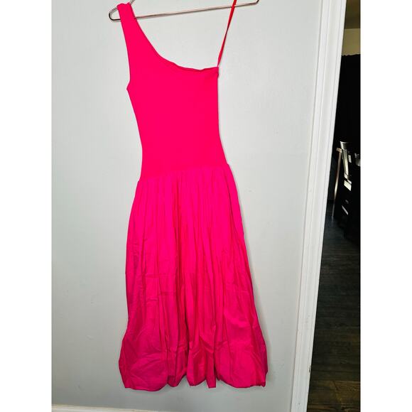 DEREK LAM COLLECTIVE Pink One-Shoulder Drop Waist Bubble Hemline Dress Size XS - Picture 4 of 14